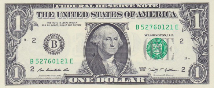 Bancnota Statele Unite ale Americii 1 Dolari 2009 - P530 UNC ( B = New York )