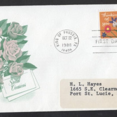United States 1988 Flowers Greeting stamps 25c FDC K.732