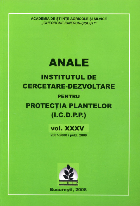 Anale, institutul de cercetare-dezvoltare pentru protectia plantelor