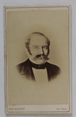 FOTOGRAFIE C.D.V. , STUDIO H. und T. KIEPERT , MITAU , BARBAT CU MUSTATA , SFARSITUL SEC. XIX foto