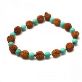 Cumpara ieftin Bratara cu Rudraksha (Rudraska) si turcoaz