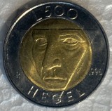 MONEDA BIMETAL, 500 LIRE SAN MARINO, MONEDA DIN IMAGINI COMEMORATIVA(F.HEGEL)