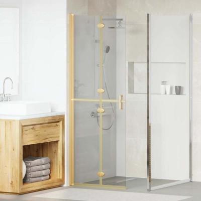 vidaXL Perete de duș Walk-in Altele auriu și transparent 70 x 190 cm foto