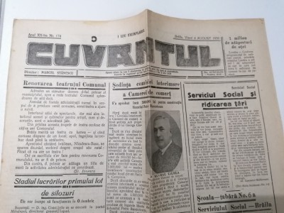 ZIAR CUVANTUL- BRAILA 4 AUGUST 1939 -DIRECTOR MARCEL STANESCU foto
