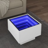 VidaXL Masă laterală cu LED, alb, 40x40x30 cm, lemn prelucrat