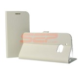 Husa Flip Cover Magnetica cu Stand Piele Eco Alb HTC Desire 650
