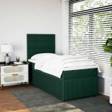 vidaXL Pat box spring cu saltea, verde &icirc;nchis, 90x190 cm, catifea 3294517