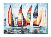 Tablou pictat manual, Cursa veliere, 70x50cm ulei pe panza in cutit efect 3D, Spectaculos