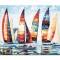 Tablou pictat manual, Cursa veliere, 70x50cm ulei pe panza in cutit efect 3D, Spectaculos