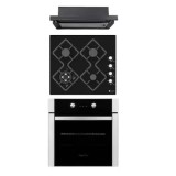 Pachet incorporabil cuptor electric, plita gaz si hota telescopica Elettra Black Studio Casa, Termostat, Programator digital pentru inceputul si sfars