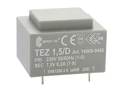 Transformator PCB &amp;icirc;ncapsulat 1,5VA 7,5V foto