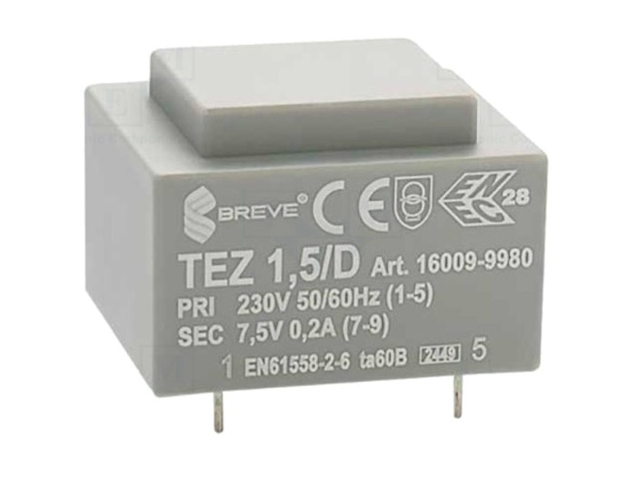 Transformator PCB &icirc;ncapsulat 1,5VA 7,5V