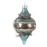 Cumpara ieftin Ornament brad Craciun sticla argintie albastra &Oslash; 7x13 cm