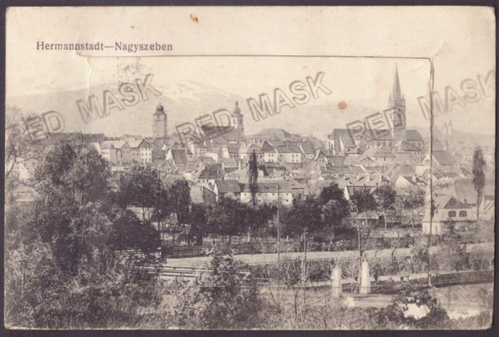 2597 - SIBIU, Panorama, Leporello - old postcard + 10 Mini photocards used 1916