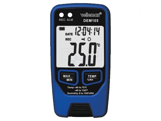Termohigrometru LCD -40&divide;70&deg;C 0&divide;100%RH Acurat: &plusmn;1&deg;C 0,1&deg;C: cod: VEL-DEM105,