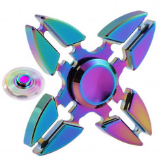 Spinner Fidget jucarie metalica, 4 brate, multicolor foto