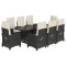 Set mobilier de gradina cu perne, 9 piese, negru, poliratan