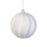 Ornament Brad de Craciun Glob Alb cu Glitter Irizat Model Valuros &Oslash;8cm, CMCLASS
