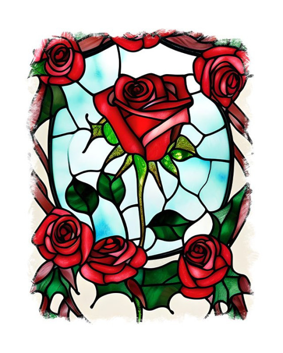 Sticker decorativ, Trandafir, Rosu, 70 cm, 9596ST