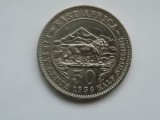 50 CENTS/HALF SHILLING 1956 EAST AFRICA-XF