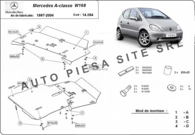 Scut metalic motor Mercedes A-Class W168 fabricat in perioada 1997 - 2004 APS-14,084 foto