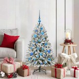 VidaXL Brad de Crăciun artificial Verde și alb 120 cm PVC și Metal 3395737