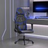 Scaun de gaming de masaj, negru și albastru, piele ecologică