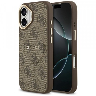 Husa MagSafe pentru Apple iPhone 17, Guess, 4G Classic, Maro foto