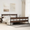 Cadru Pat Metalic vidaXL Stejar Maro 180x200 cm, Suport Saltea, Tablie, Depozitare