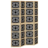 Cumpara ieftin Paravan de camera, 4 panouri, maro/negru, lemn masiv paulownia