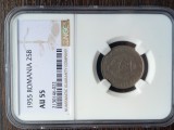 MONEDA ROMANIA - 25 BANI 1955, REPUBLICA POPULARA ROMANA, GRADATA NGC - AU55