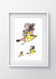 Cumpara ieftin Tablou decorativ Bird, Oyo Kids, 29x24 cm, lemn/MDF, multicolor