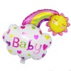 Balon din folie metalizata, flippy, figurina soare si nor, tema botez, 60x53 cm, ambalaj individual, pai inclus, umflare cu aer sau heliu, roz