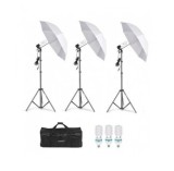 Cumpara ieftin Kit lumini pentru Studio format din 3 umbrele difuzie cu 3 mufe pivotante, 3 suport trepied reglabil 80 - 200 cm si 3 becuri lumina alba 150w plus Gea, Oem