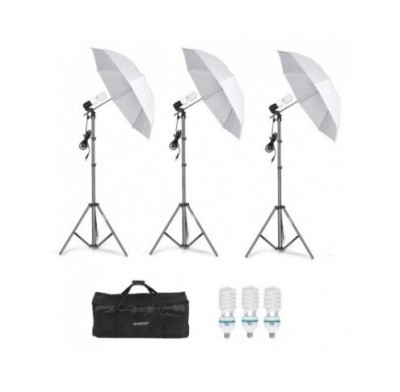 Kit foto studio,lumini,3 umbrele,trepiezi 200 cm,becuri + geanta transport foto