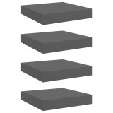 Cumpara ieftin Rafturi de perete, 4 buc., gri extralucios, 23x23,5x3,8 cm, MDF