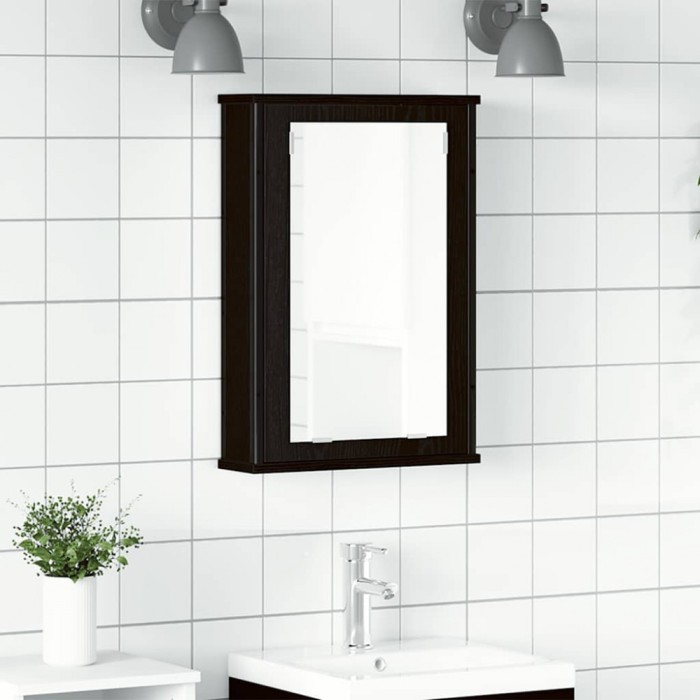 vidaXL Dulap cu oglindă pentru baie stejar negru lemn prelucrat 862231