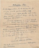 A4031N Gheorghe Ungureanu, directorul Arhivelor Statului Iași, notă de m&acirc;nă, semnată, despre Mitropolia Iași