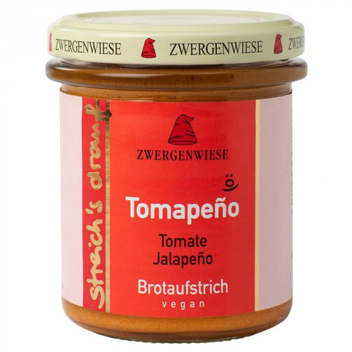 Crema Tartinabila Vegetala Tomapeno cu Rosii si Ardei Jalapeno Bio 160 grame Zwergenwiese