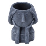 Cumpara ieftin Ghiveci flori beton albastru Face 14 x 12 x 19 cm