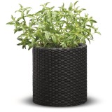 Ghiveci cilindric imitatie ratan Cylinder S, maro, 7 L, Keter