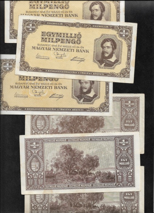 Ungaria 1000000 1 000 000 un milion milpengo 1946 F-VF pret pe bucata