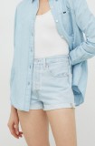 Levi&#039;s pantaloni scurți din denim femei, uni, high waist 56327.0313-LightIndig