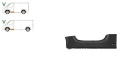Prag metalic Volkswagen Transporter/Multivan (T5), 04.2003-2015, fata, Stanga, sub usa fata; cu parte interioara prag