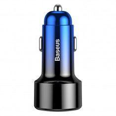 Incarcator Auto Baseus, Magic Series Digital Display, Quick Charge USB/USB-C PD 6A, Albastru foto