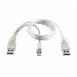 Cablu USB dual A (usb2 date + usb2 alimentare) la microUSB tata , Active