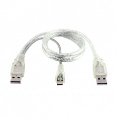 Cablu USB dual A (usb2 date + usb2 alimentare) la microUSB tata , Active