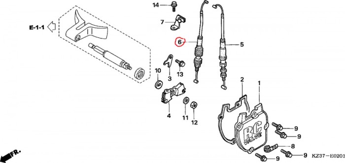 Cablu power valve 2002 Honda CR250R #6 Cod Produs: MX_NEW 14340KZ3L20HO