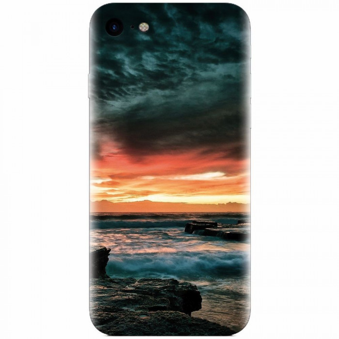 Husa silicon pentru Apple Iphone 5c, Dramatic Rocky Beach Shore Sunset