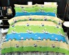 Lenjerie de pat matrimonial SUPER cu husa de perna dreptunghiulara, Joyful Cows Green, bumbac ranforce, gramaj tesatura 120 g/mp, multicolor